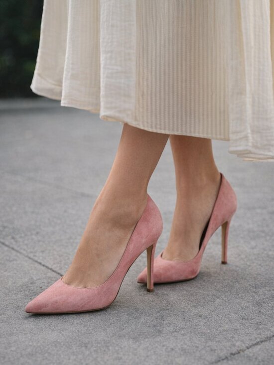 Sam Edelman Shoes - Sam Edelman Women's Pink Suede Pointed-Toe High Heels